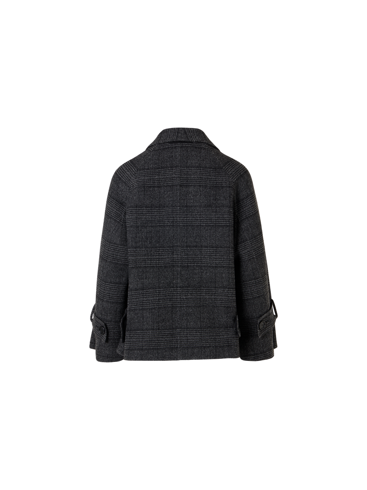 Designer Short A-Line Check Wool Double-Face Jacketin Prince of Wales - black - grey - multicolor
