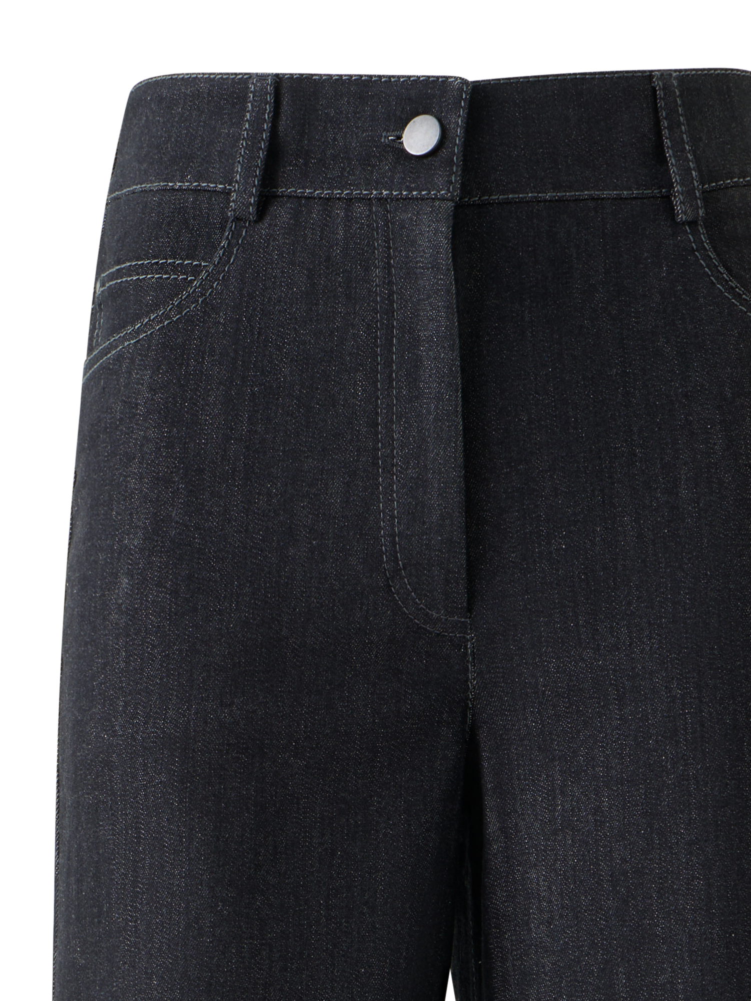 Designer Wide Stretch Cotton Denim Pants - black - neutral