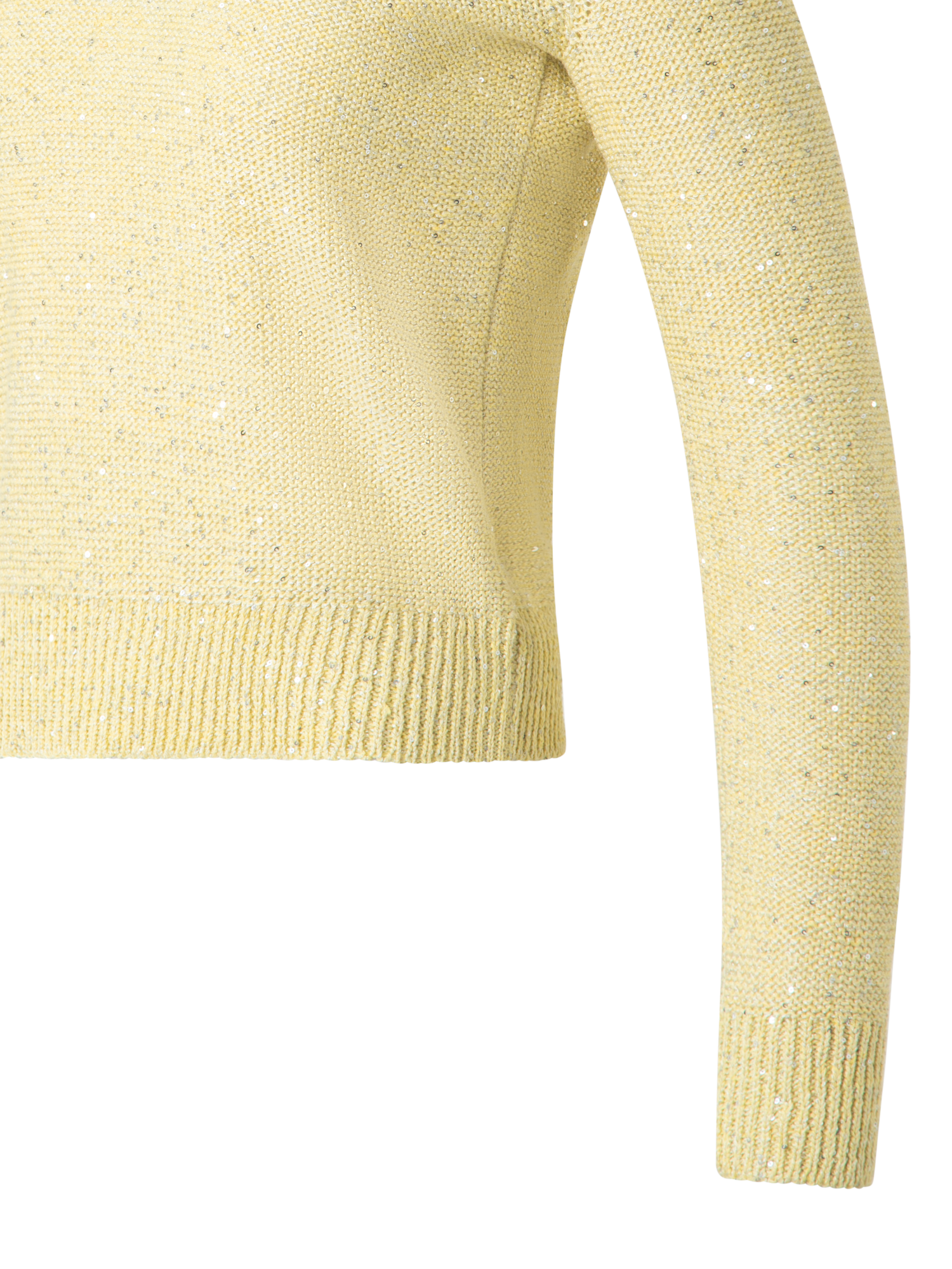 Designer Knit Sweater in Linen Cotton with Micro Sequins - pastel - yellow