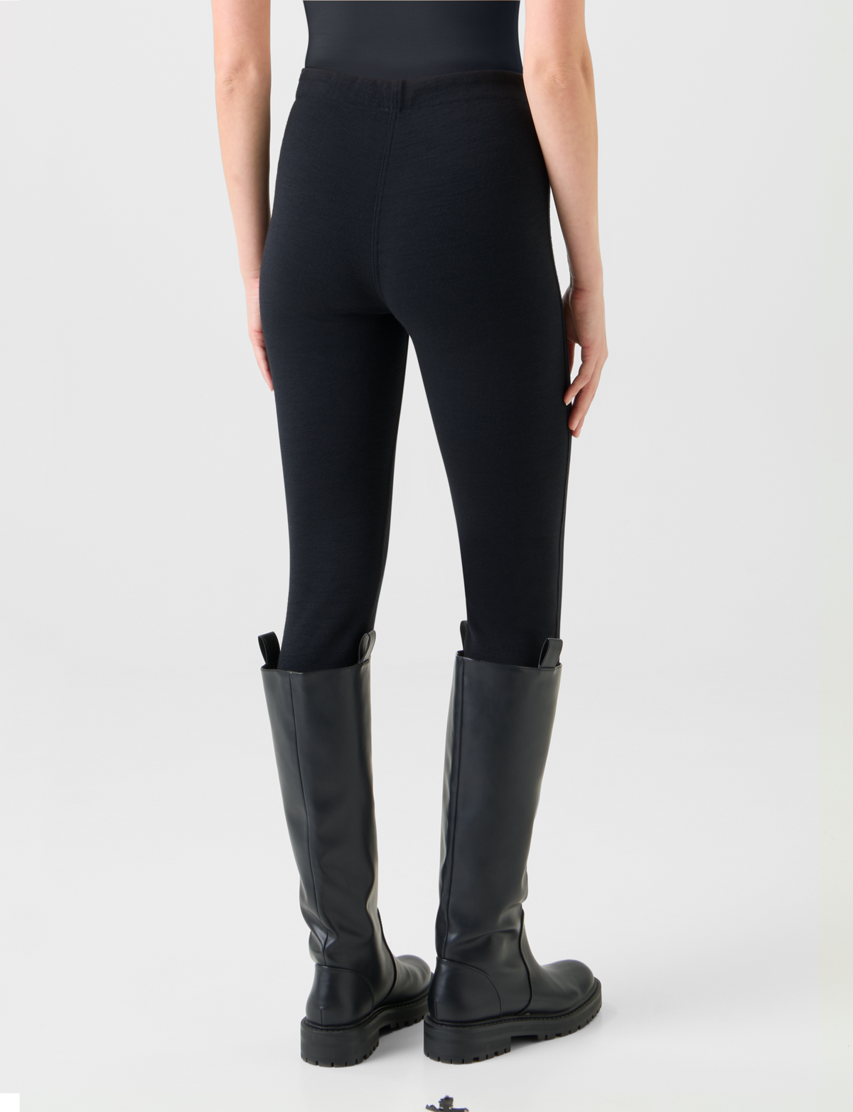 Designer Skinny Wool Cotton Blend Scuba Leggings - black - neutral #editorial