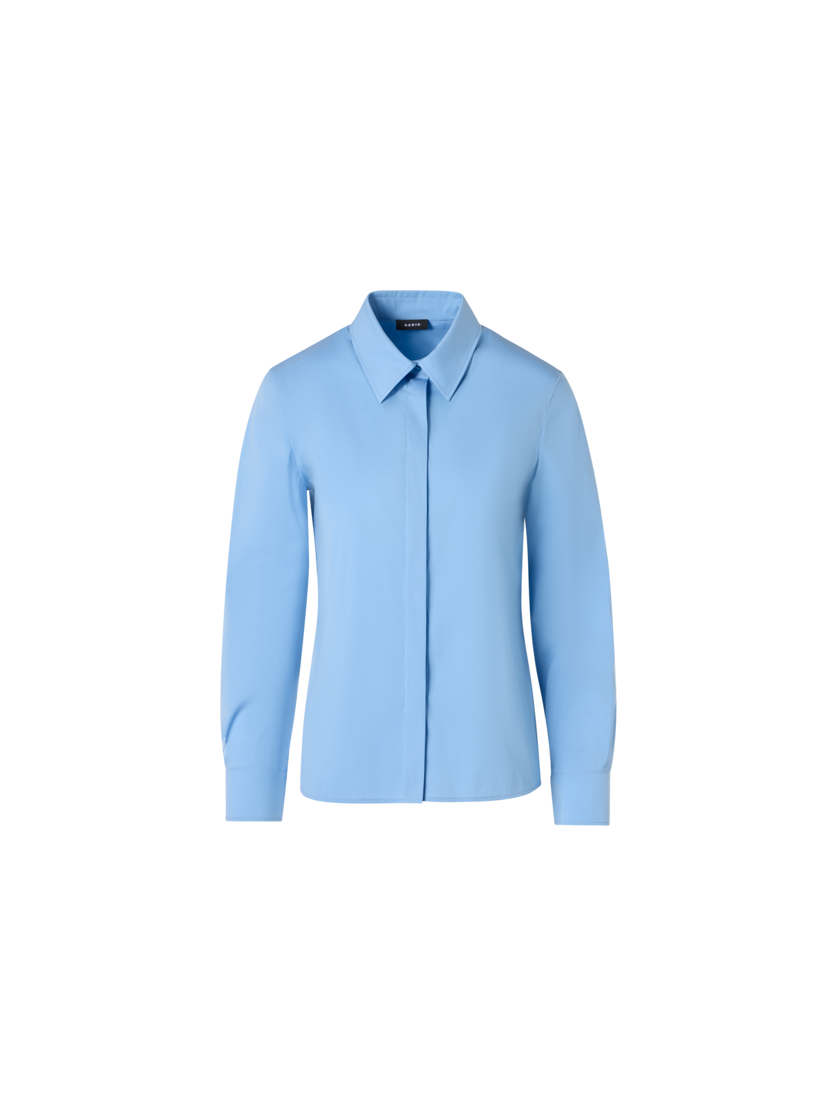 Designer Cotton Poplin Blouse with Contrast Cuffs - blue