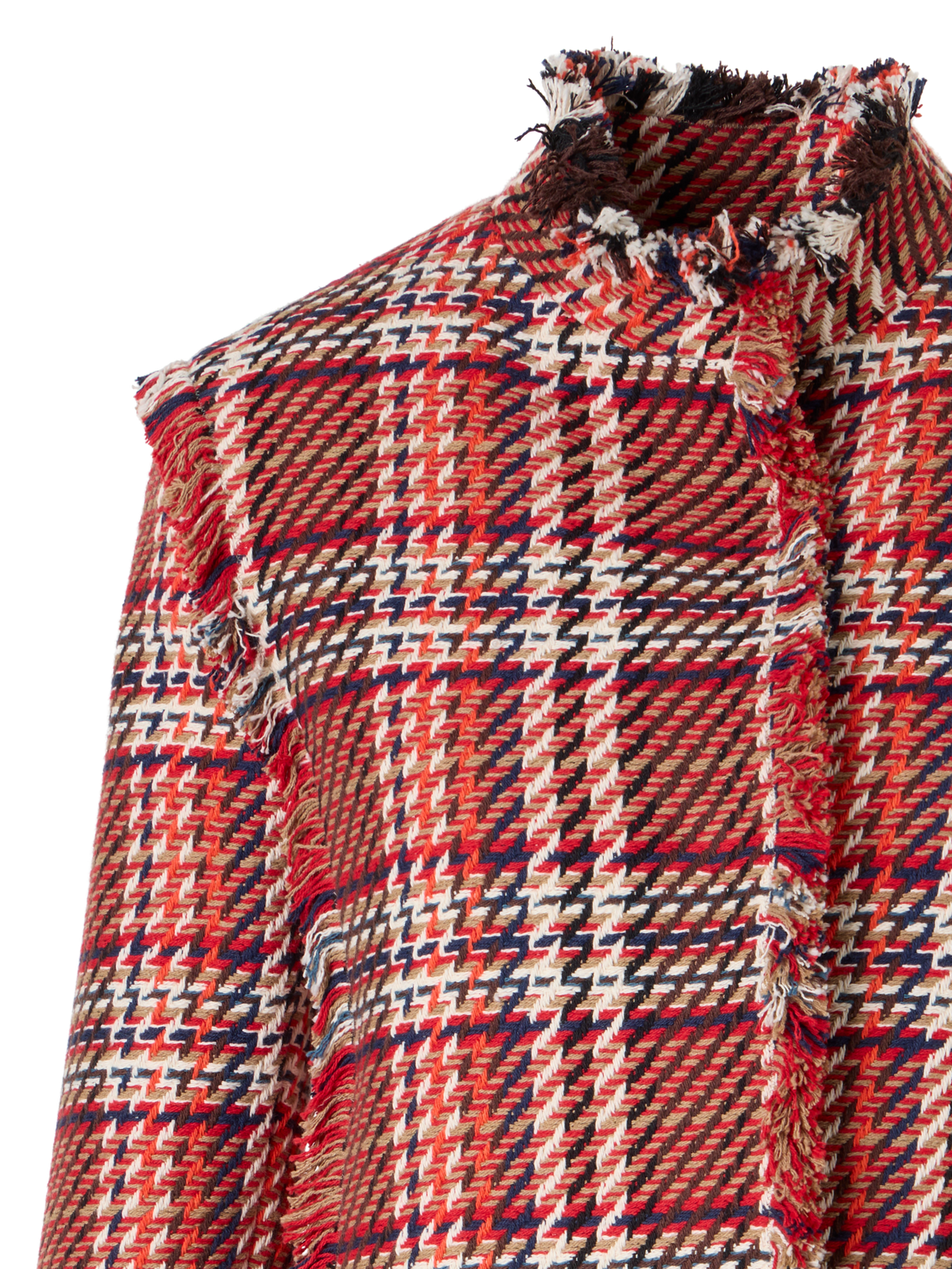 Designer Long-Sleeve Cotton-Tweed Jacket - multicolor