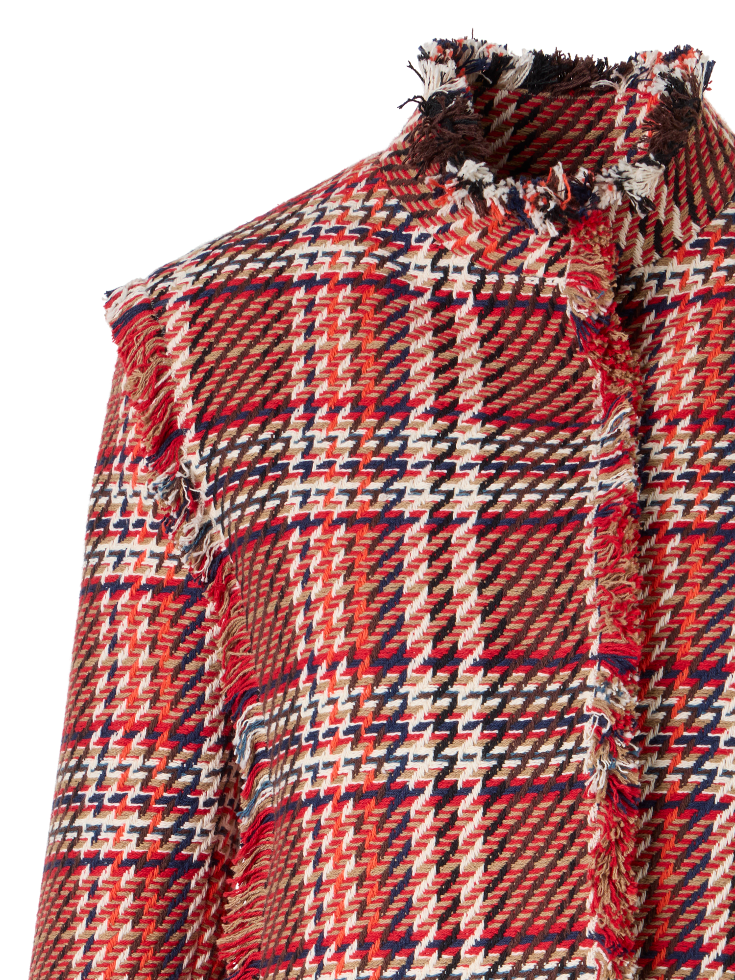 Designer Long-Sleeve Cotton-Tweed Jacket - multicolor