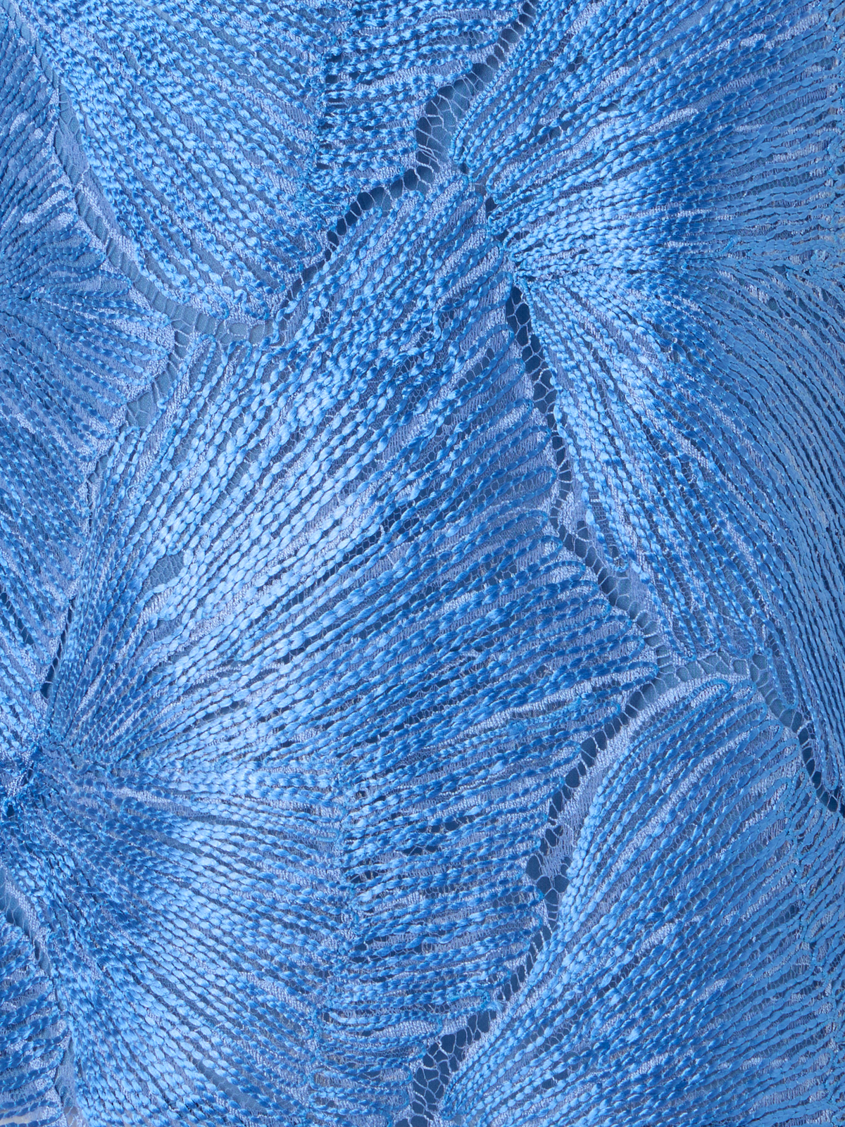 Designer Polo Blouse in Lacquered Sea Fan Lace  - blue