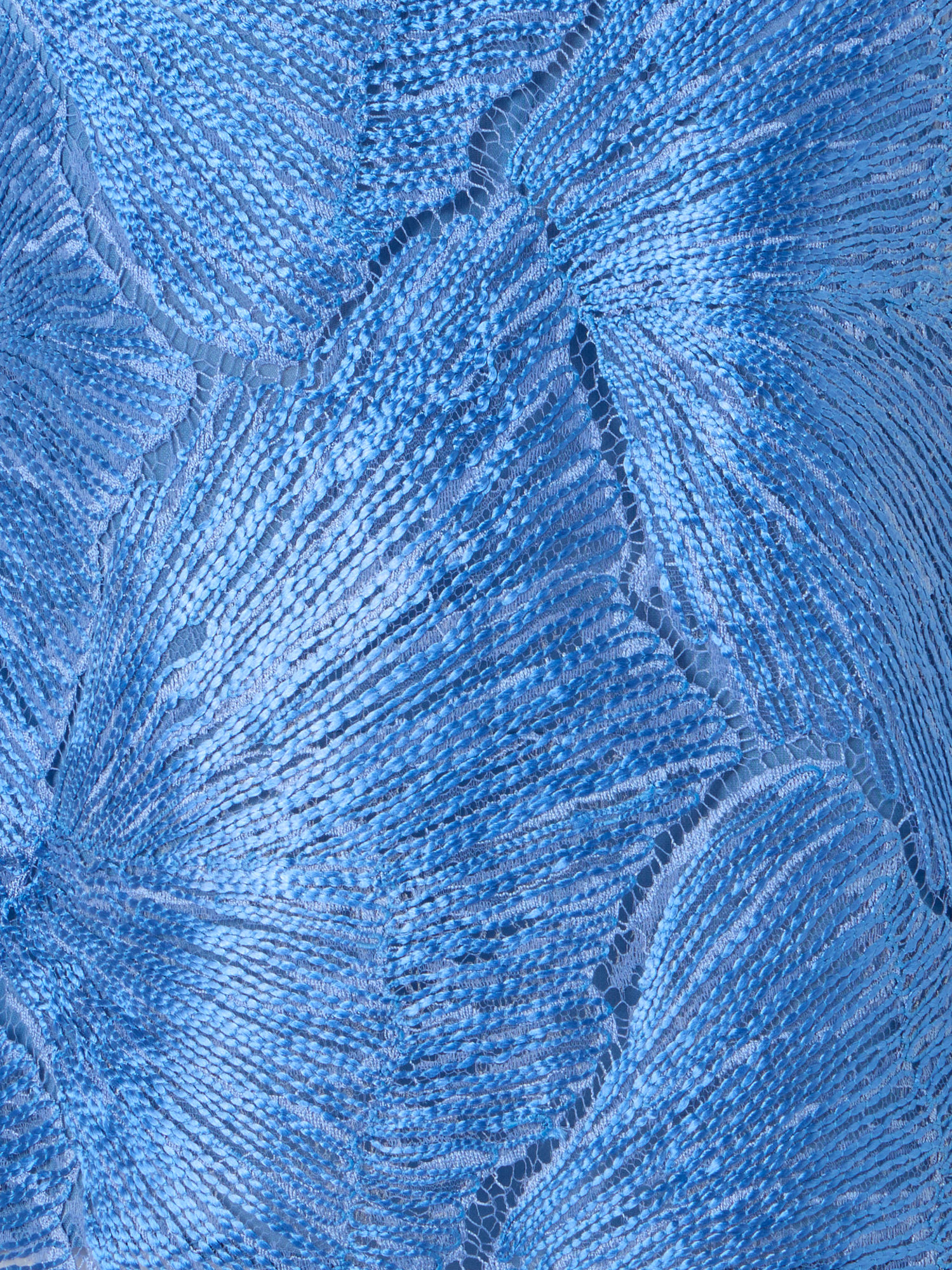 Designer Polo Blouse in Lacquered Sea Fan Lace  - blue