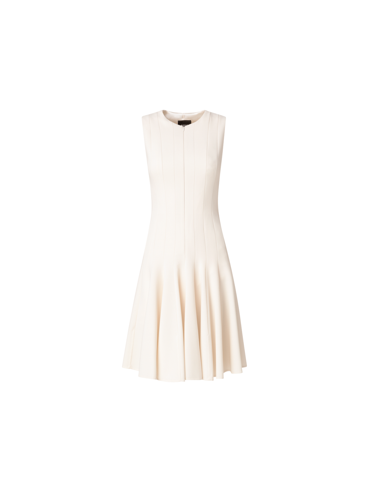 Designer Wool Double-Face Dress with Skaters Pleats - ecru - white