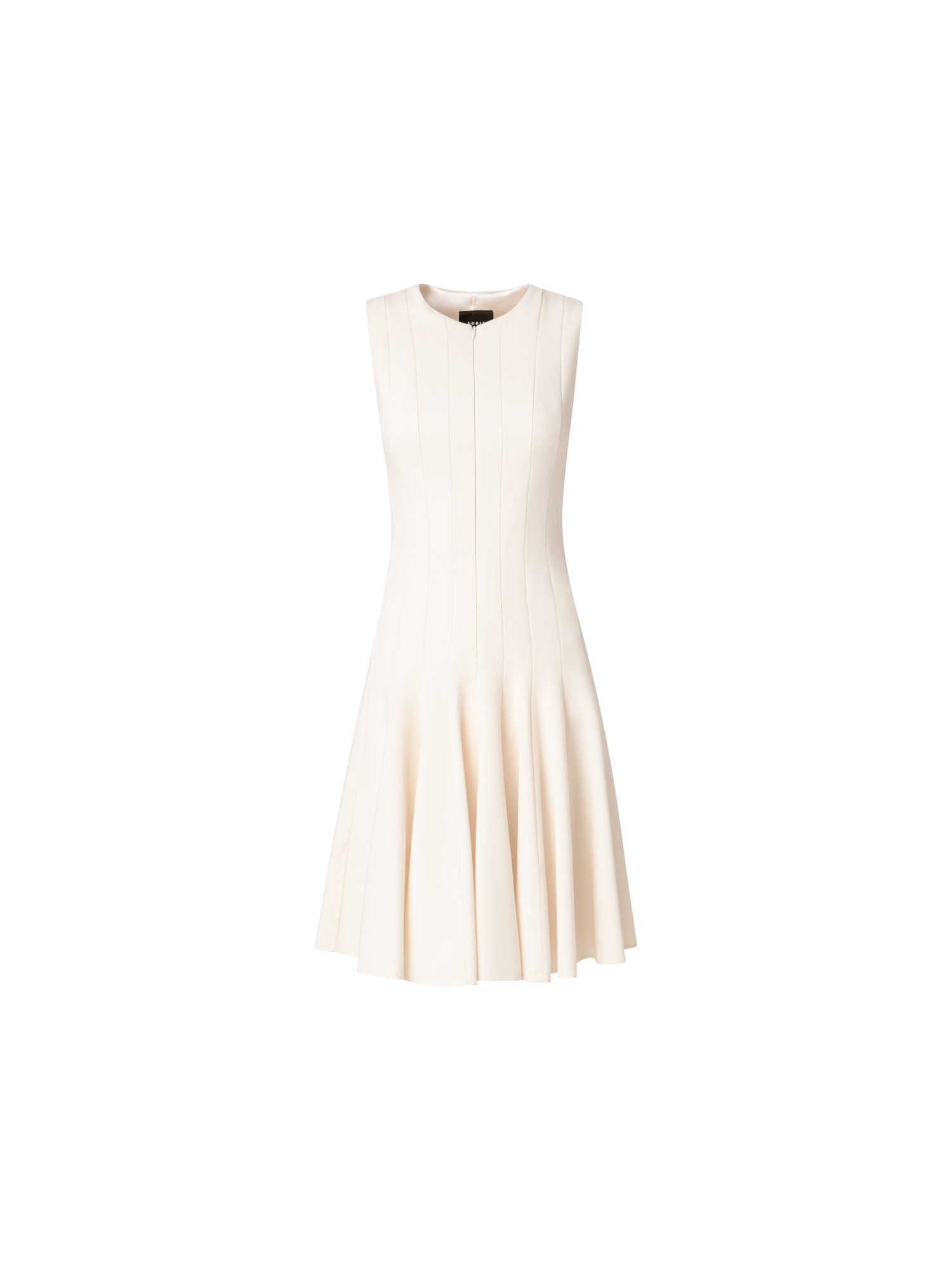 Designer Wool Double-Face Dress with Skaters Pleats - ecru - white