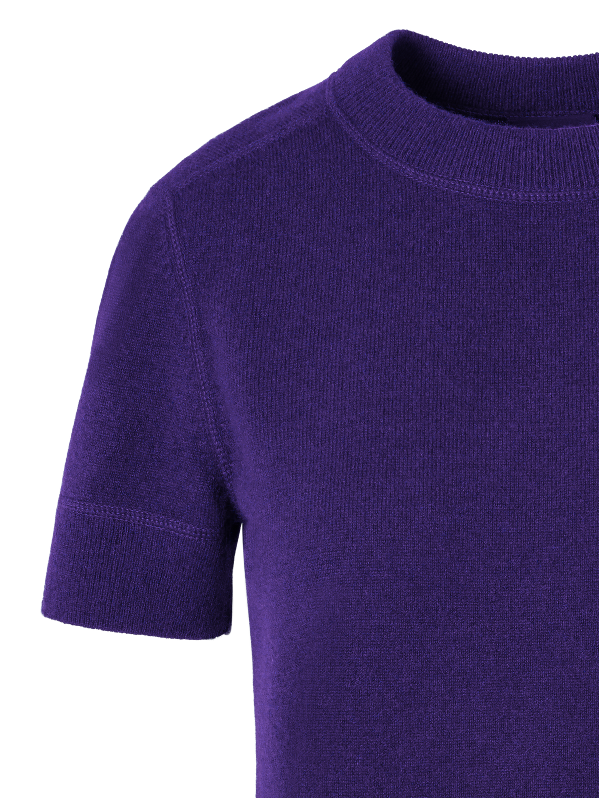 Designer Short-Sleeve Cashmere Knit Sweater - purple
