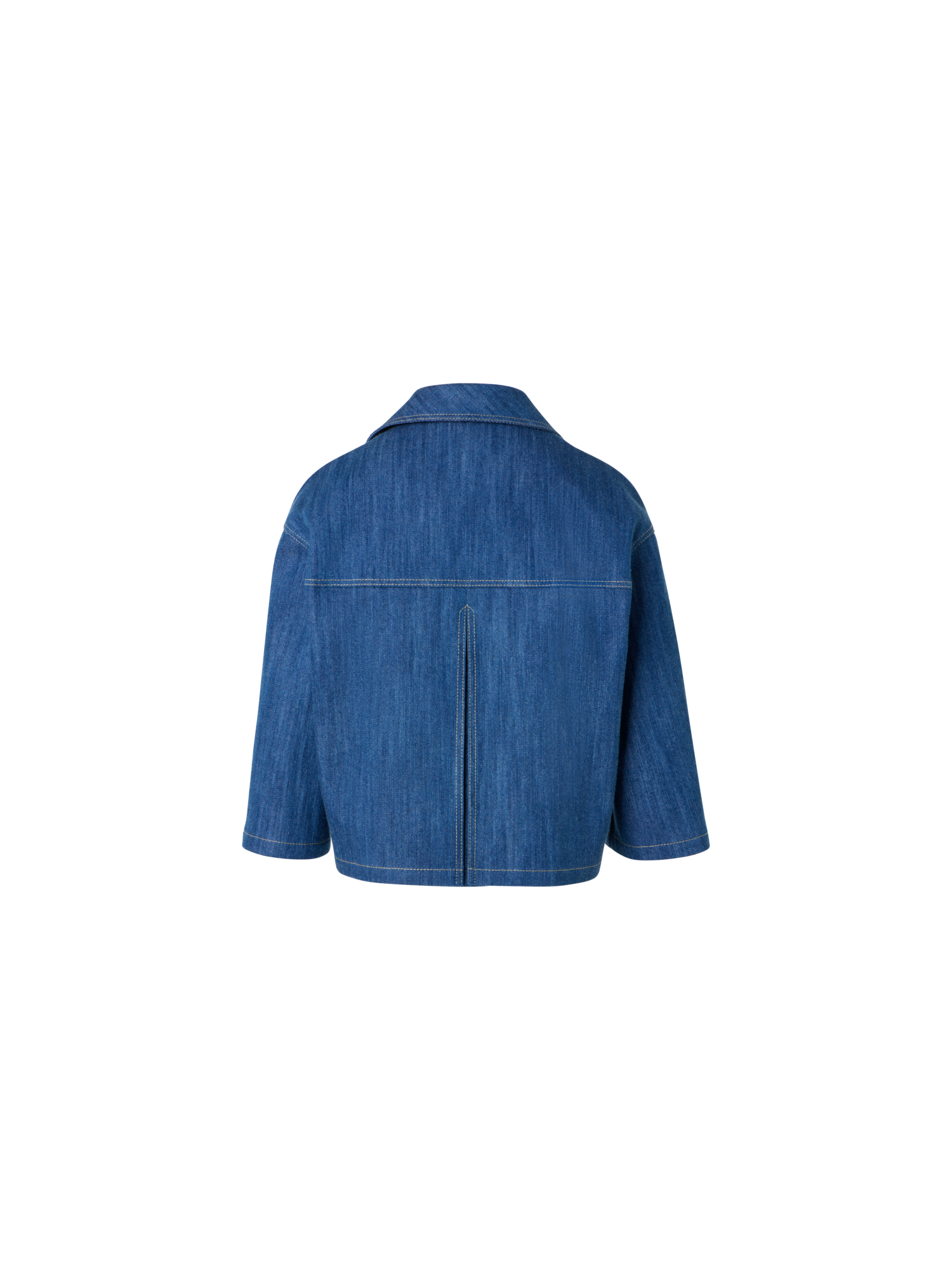 Designer Asymmetric Boxy Cropped Denim Jacket - blue