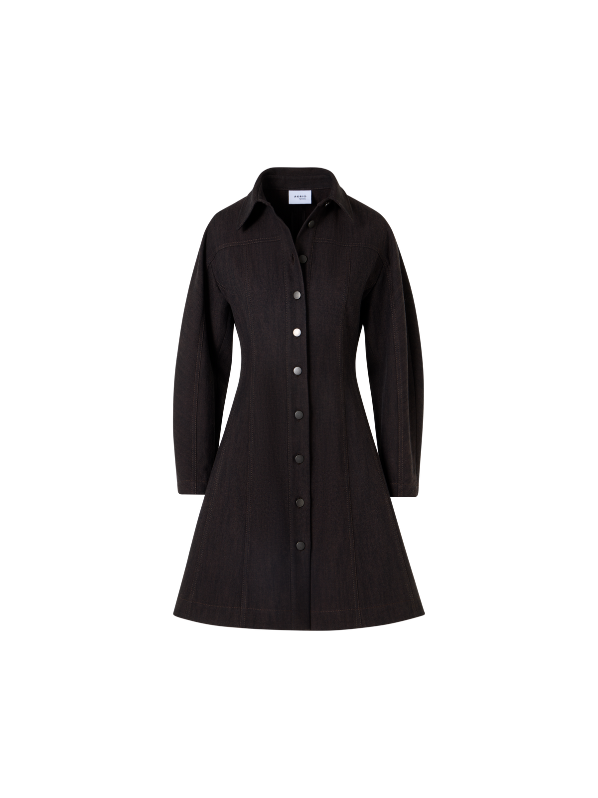 Designer Mini Fit-and-Flare Dress in Winter Denim - brown