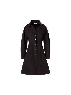 Designer Mini Fit-and-Flare Dress in Winter Denim - brown