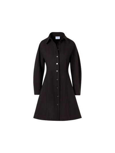 Designer Mini Fit-and-Flare Dress in Winter Denim - brown