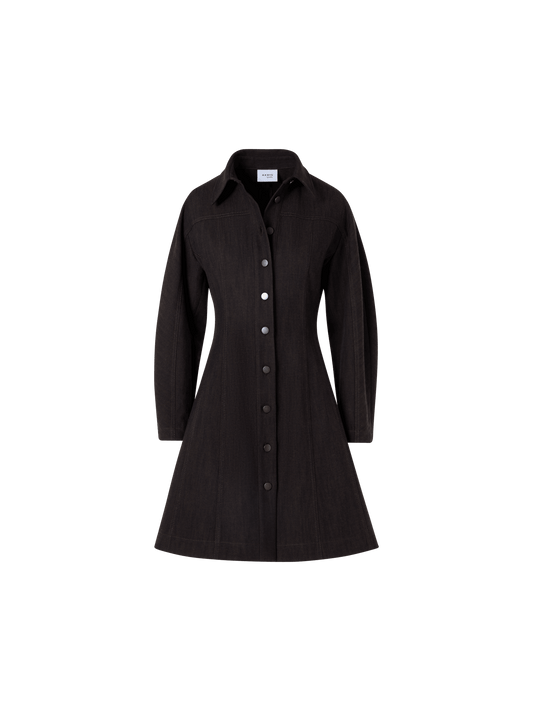 Designer Mini Fit-and-Flare Dress in Winter Denim - brown