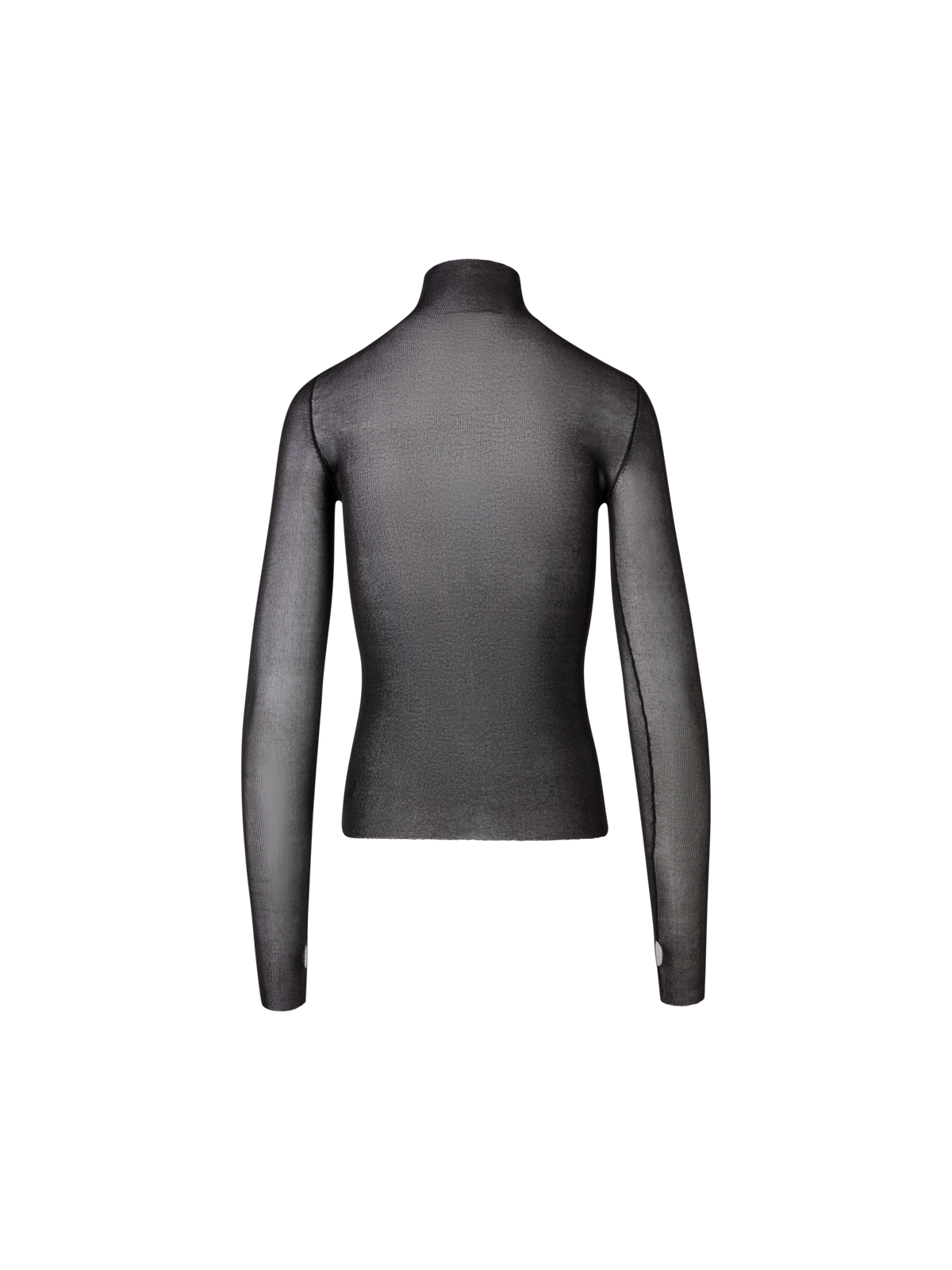 Designer Transparent Silk Fine Rib Sweater with Thumb Holes - black