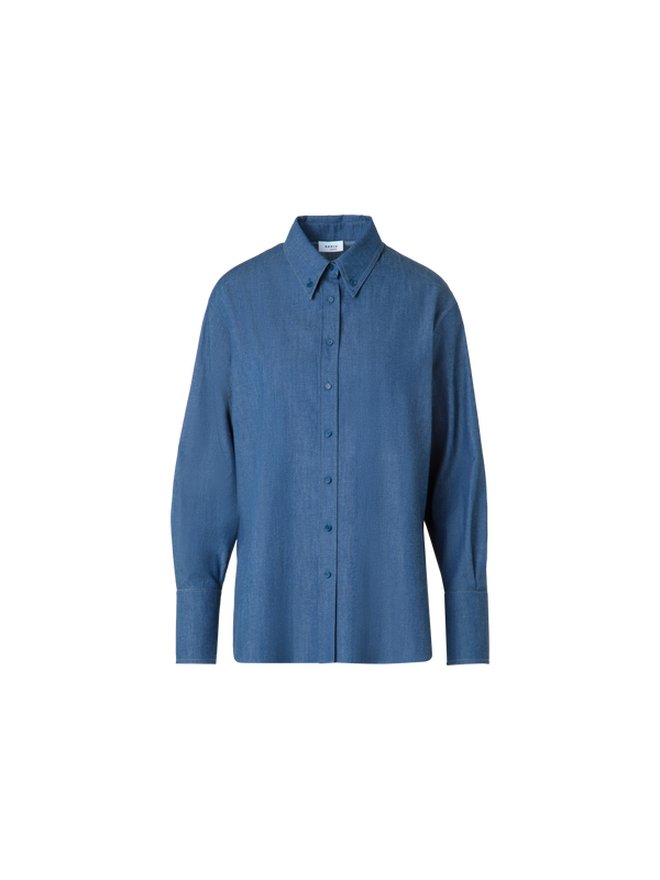 Designer Oversized Lightweight Cotton Denim Shirt - blue