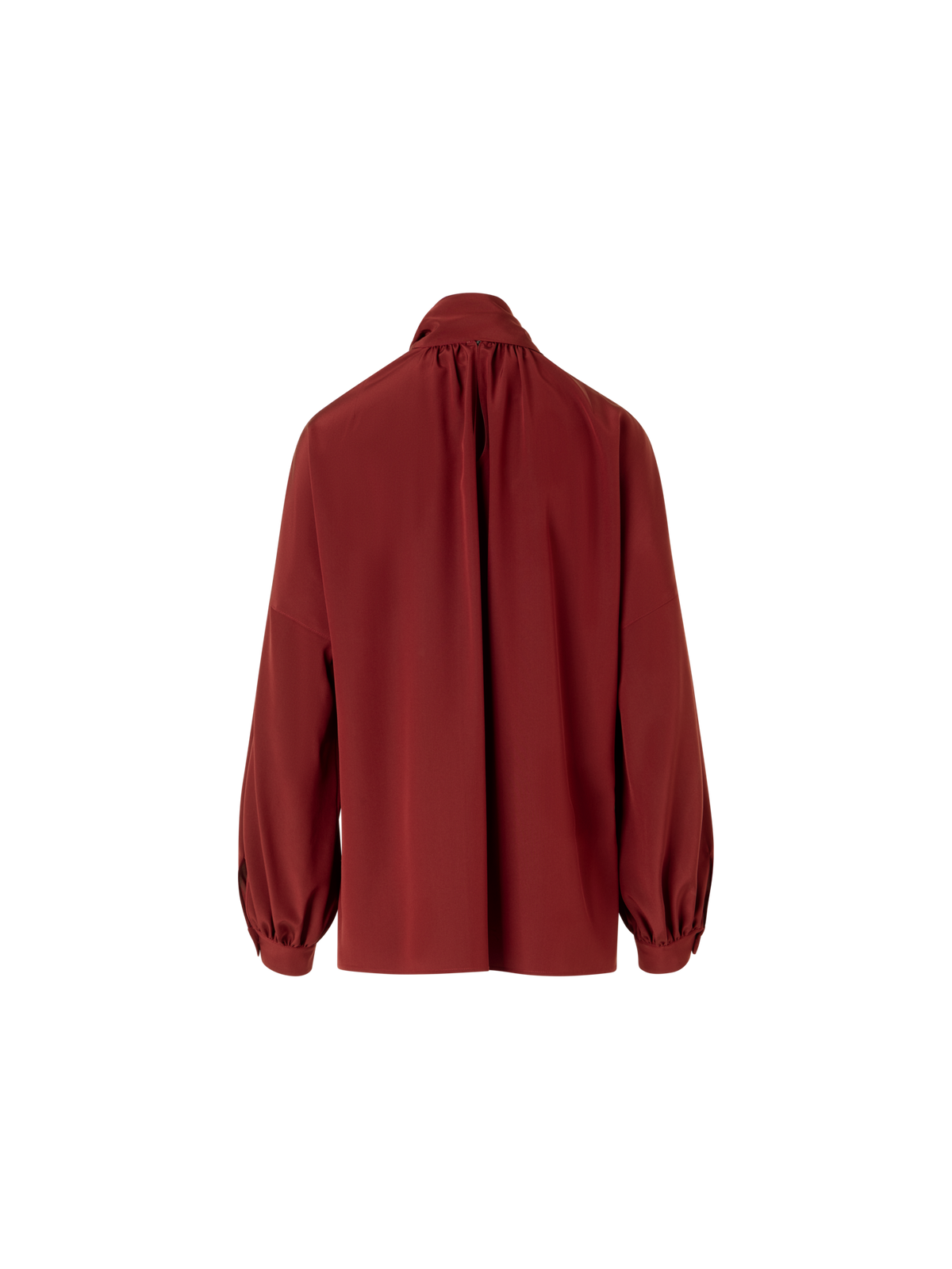 Designer Long-Sleeve Silk Crêpe de Chine Blouse - red