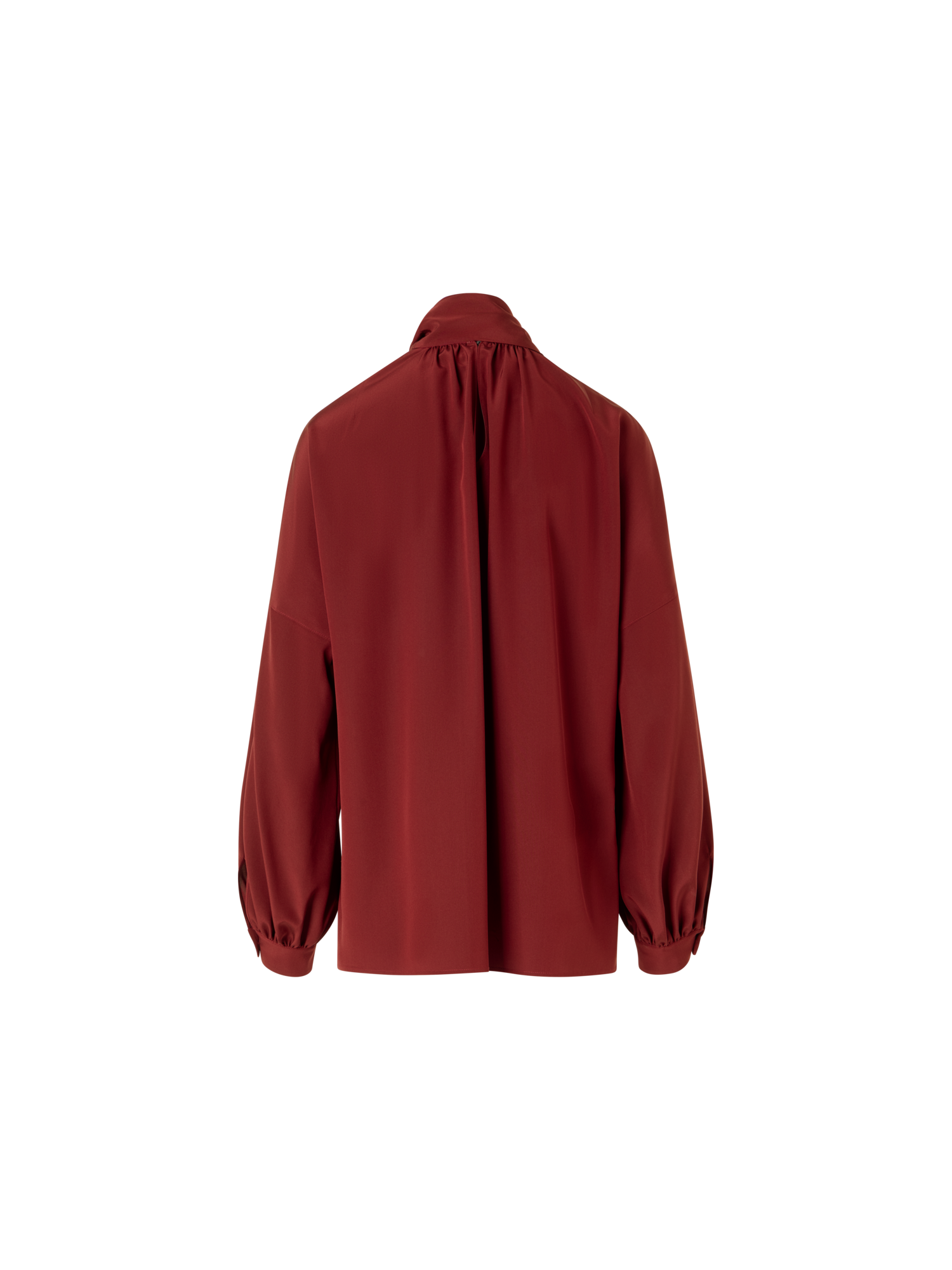 Designer Long-Sleeve Silk Crêpe de Chine Blouse - red