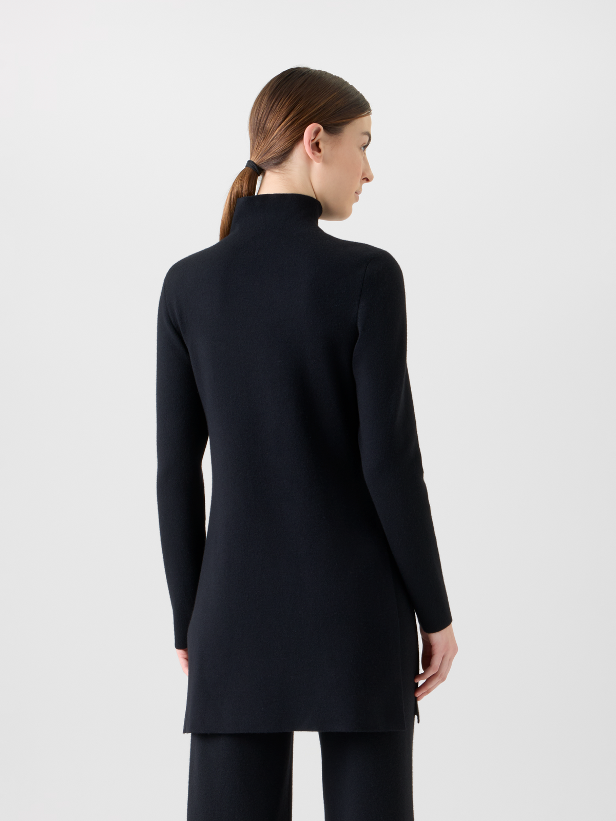 Designer Cashmere Silk Milano Knit Tunic - black - neutral #editorial