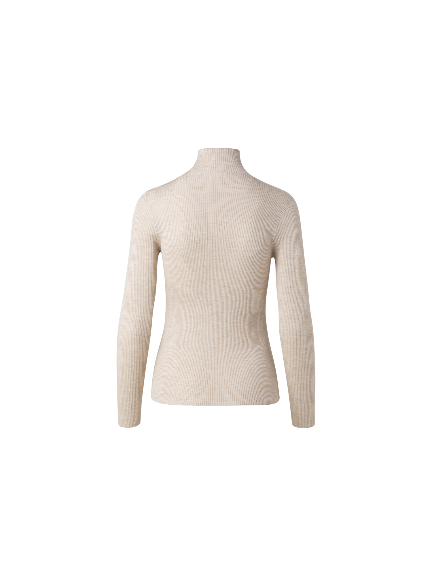 Designer Cashmere Silk Fine Rib Mockneck - neutral - beige