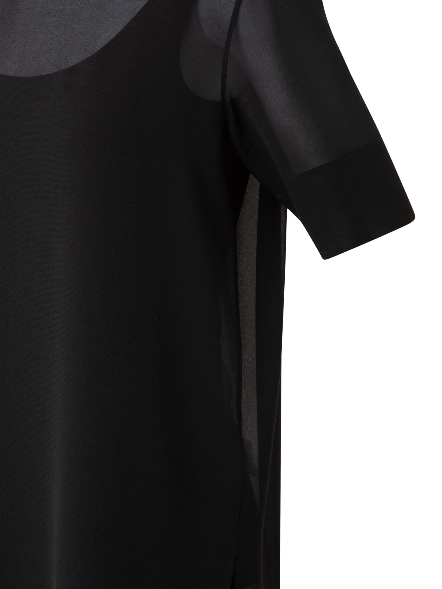 Designer Sheer Short Sleeve Silk Blouse - black
