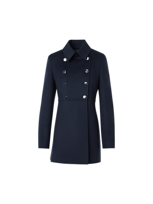 Designer Wool Double-Face Short Coat - navy