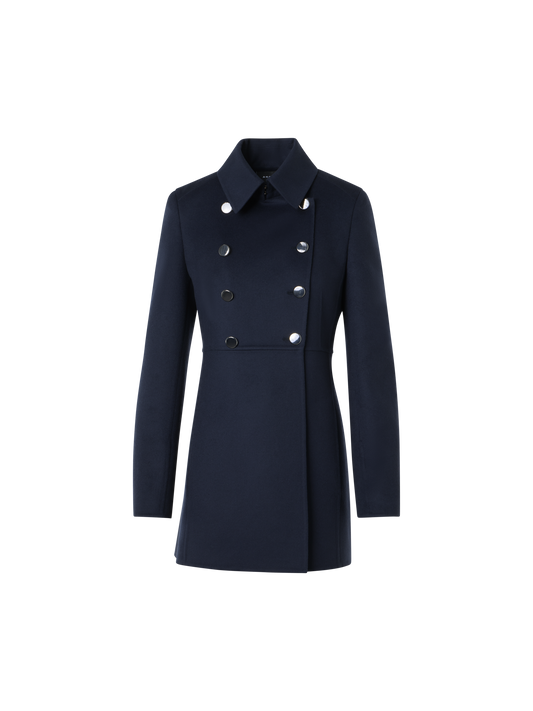 Designer Wool Double-Face Short Coat - navy