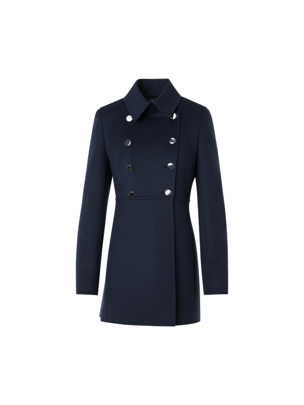 Designer Wool Double-Face Short Coat - navy