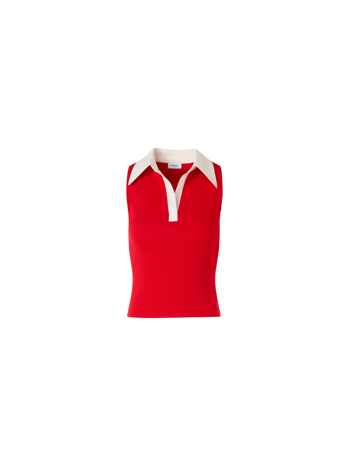 Designer Sleeveless Merino Wool Knit Polo - red