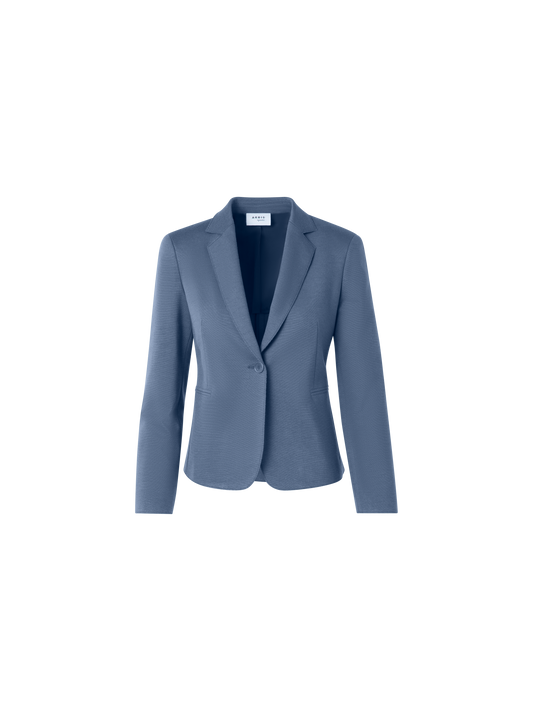 Designer Fitted Single-Button Jersey Blazer - blue
