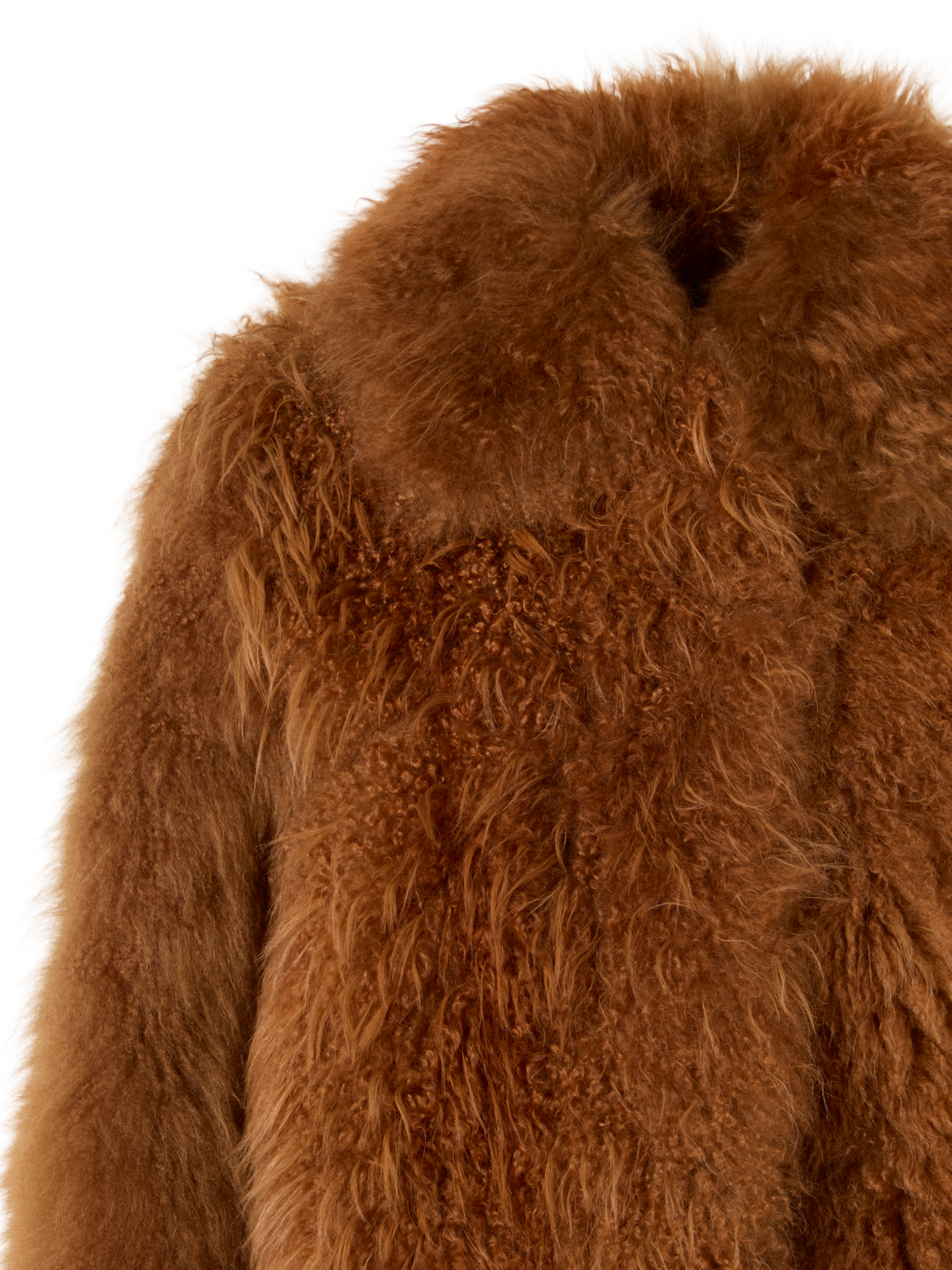 Designer Short Cashmere Goat Fur Coat - brown