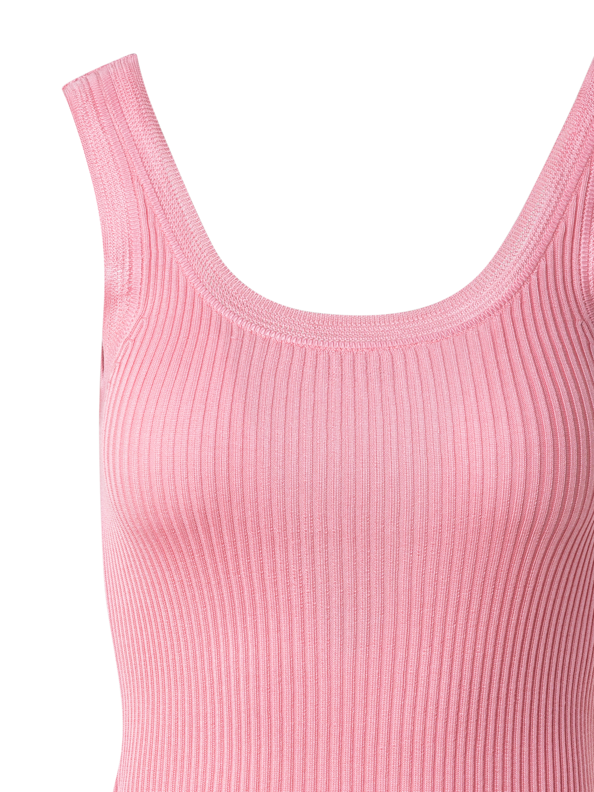 Designer Silk Knit Rib Tank Top with Knitted Trim - pink