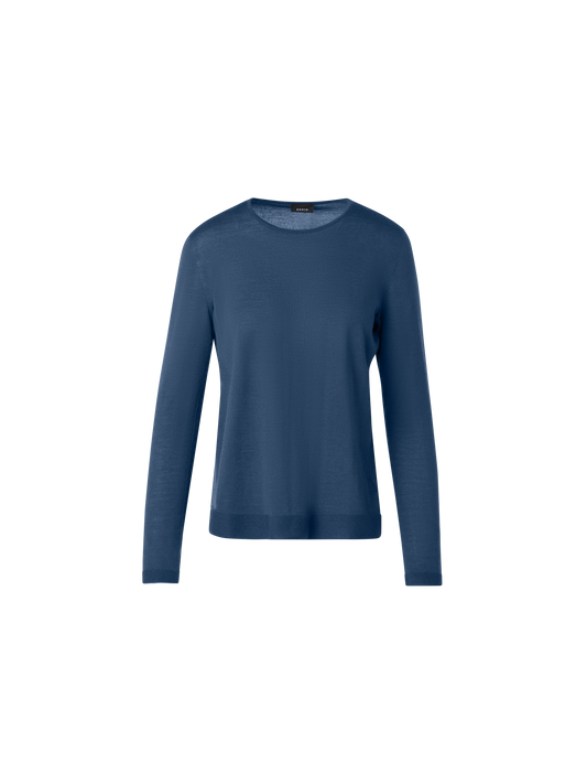 Designer Seamless Crew Neck Sweater in Cashmere Silk - blue