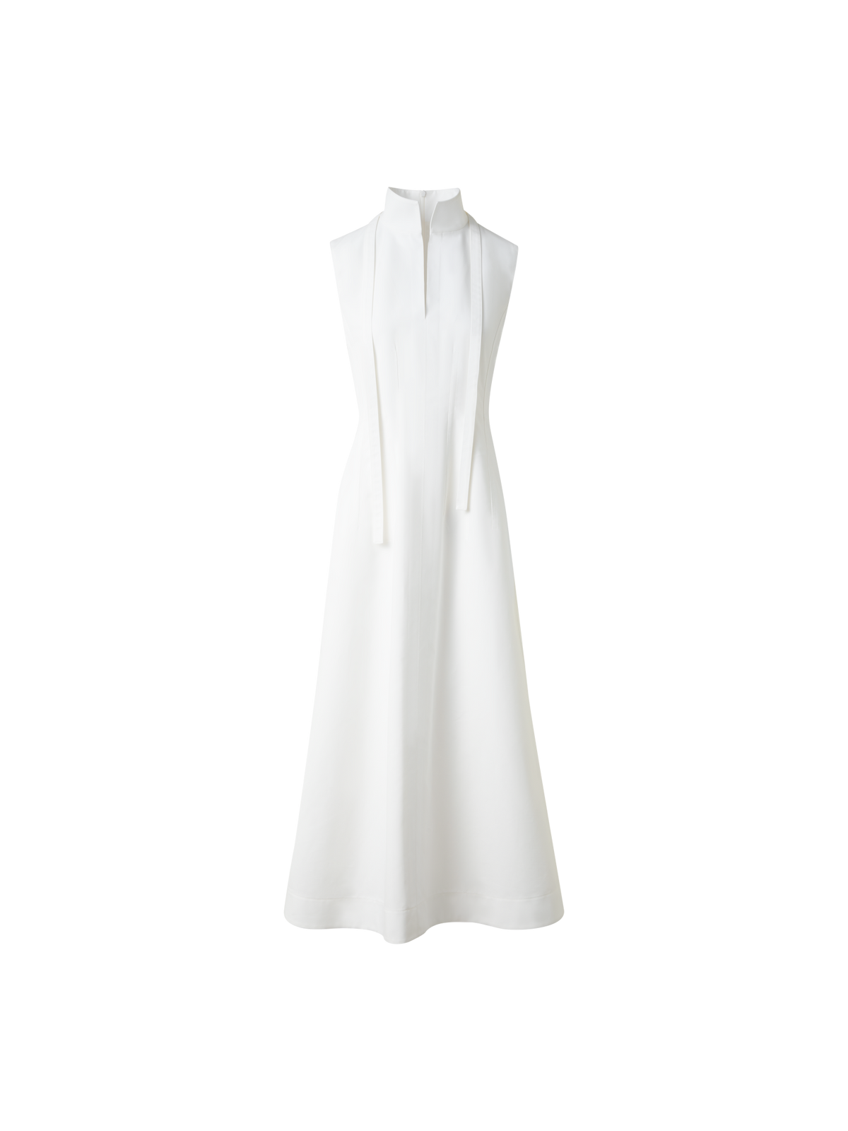 Designer Fit-and-Flare Cotton Midi Dress with Bow - white