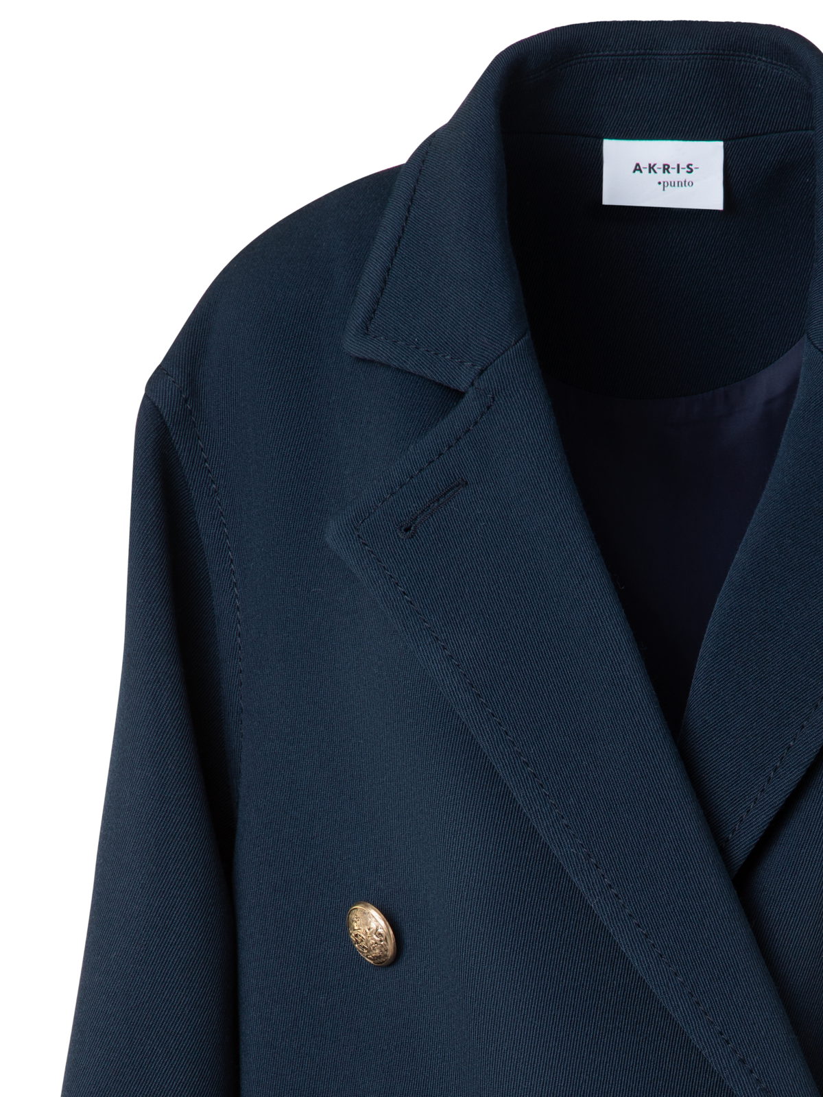 Designer Double-Breasted Wool Pea Coat - navy - blue