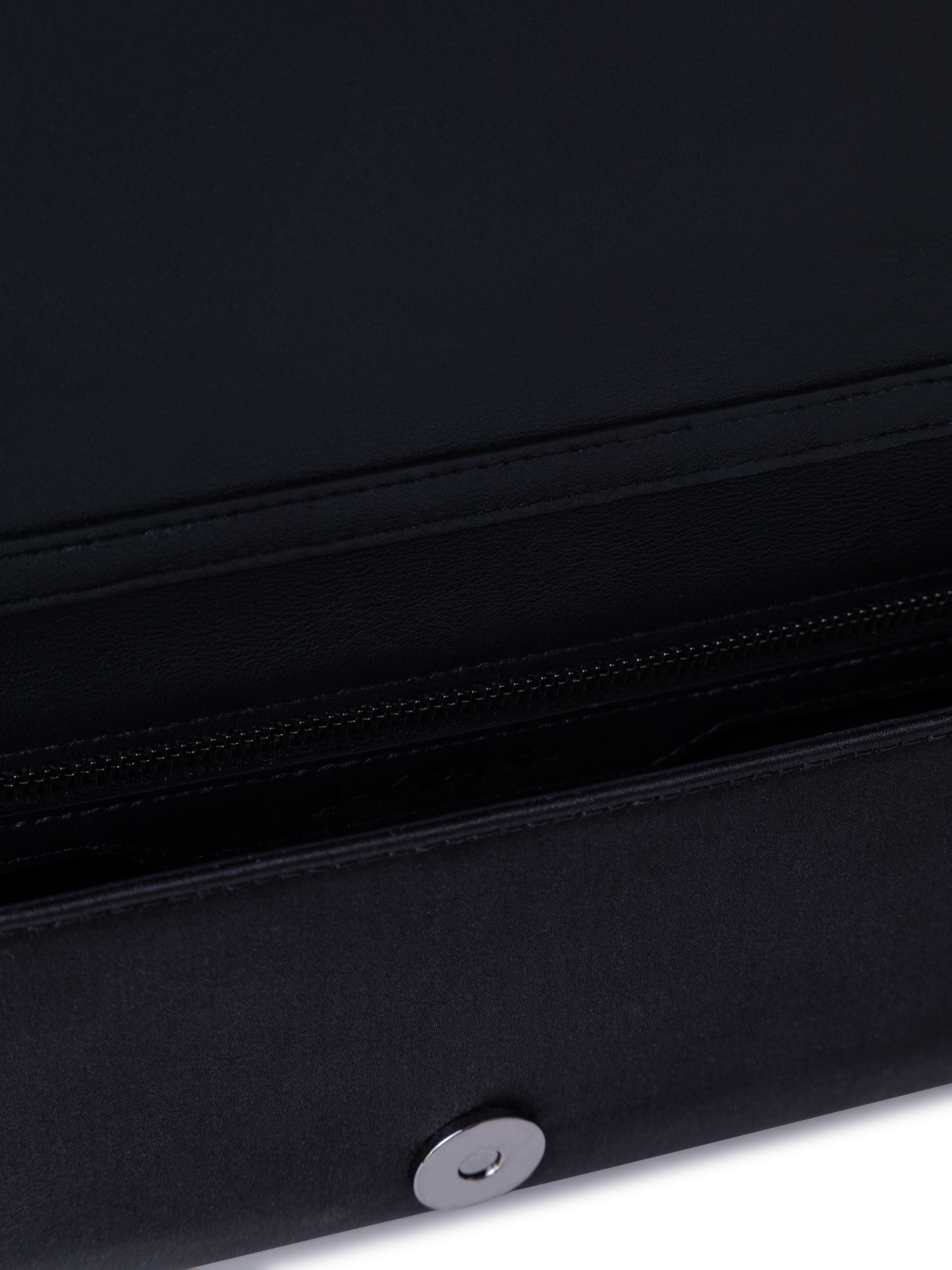 Designer Anouk Satin Clutch with Crystal Trapezoid - neutral - black