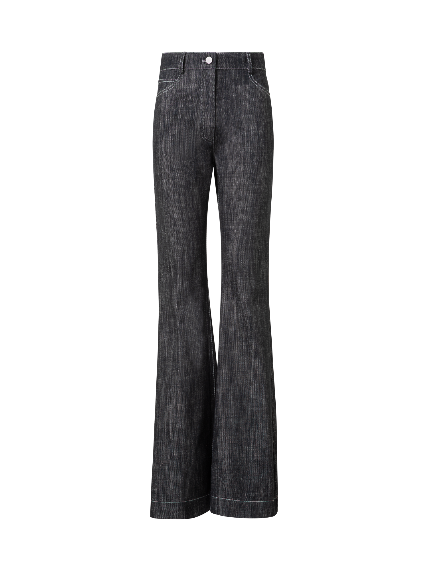Designer Flared Cotton Denim Pants - black - navy - blue