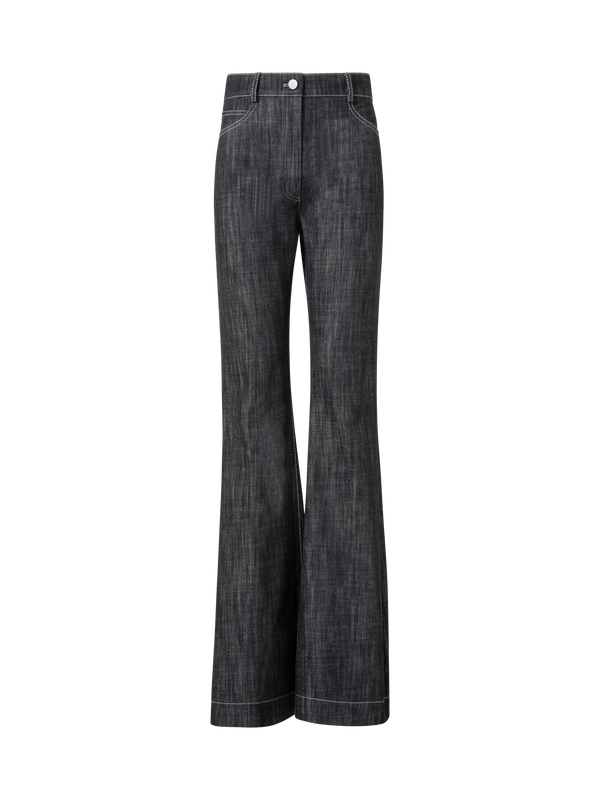 Designer Flared Cotton Denim Pants - black - navy - blue