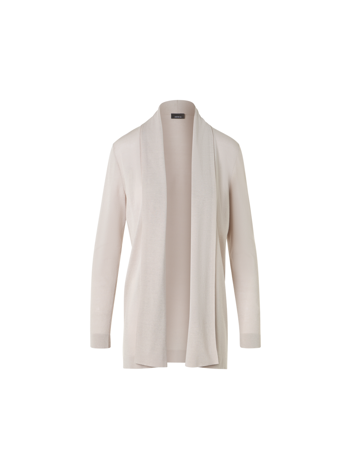 Designer Long Silk Cotton Cardigan with Shawl Collar - neutral - beige