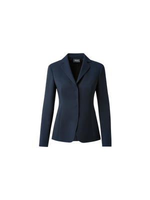 Designer Wool Double-Face Blazer with Leather Collar - navy - blue