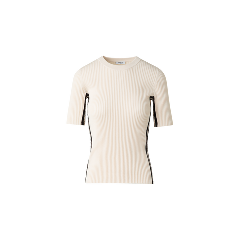 Short Sleeves Sweater with Contrast Stripes