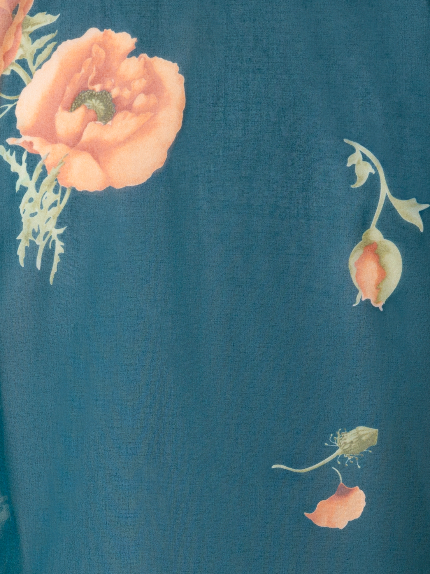 Designer Cotton Tunic Blouse with Anemone Print - green - multicolor