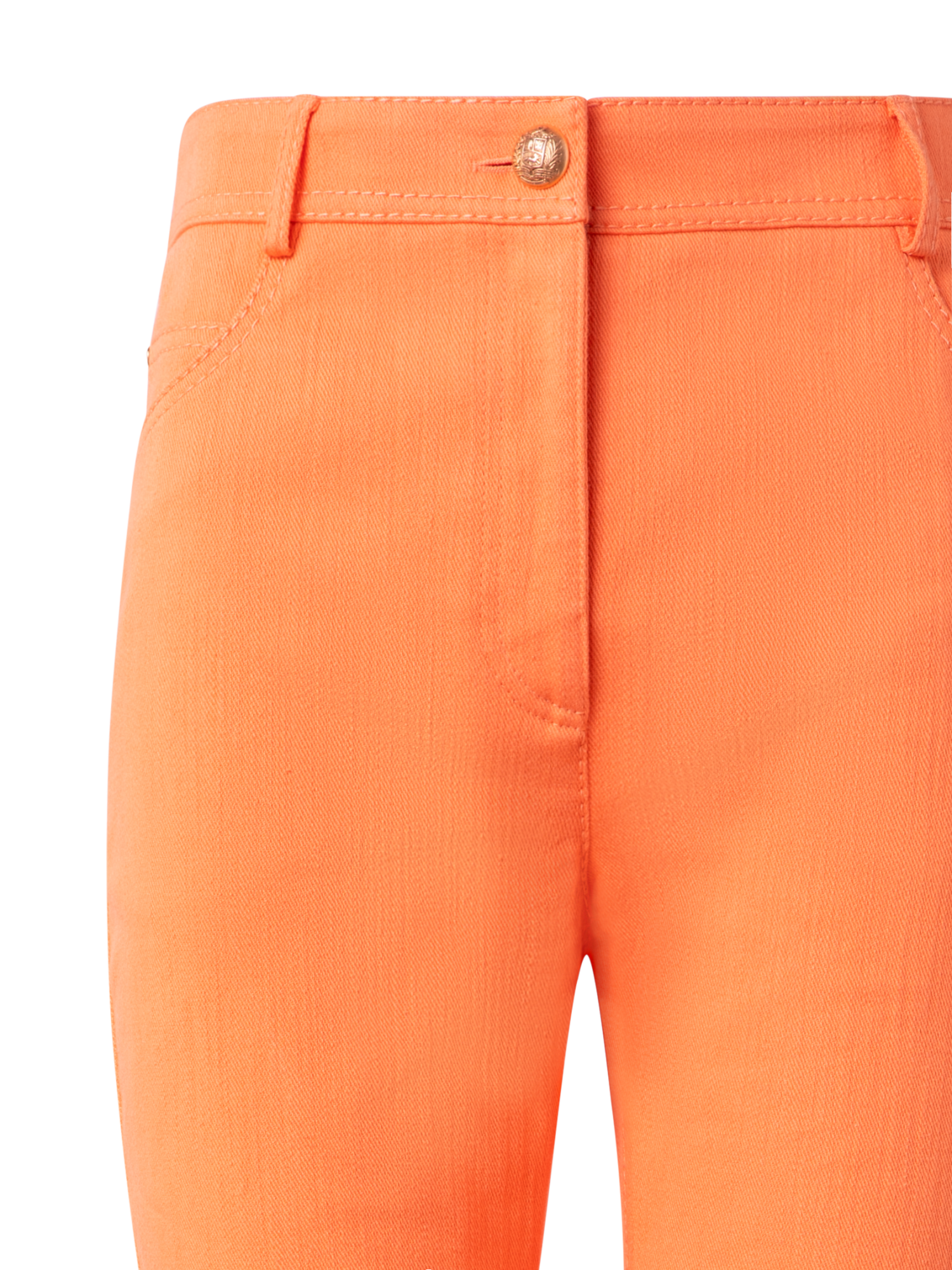 Designer Cropped Bootcut Cotton Denim Stretch Pants - pastel - orange