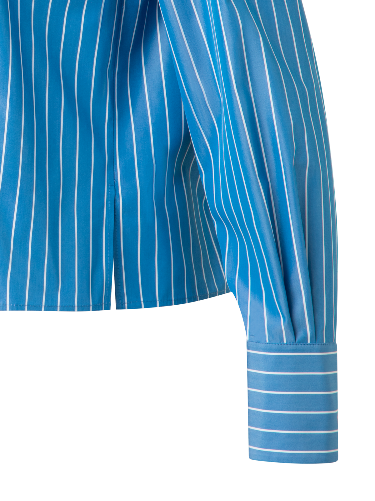 Designer Boxy Blouse in Striped Cotton with Mesh Tape - blue - multicolor