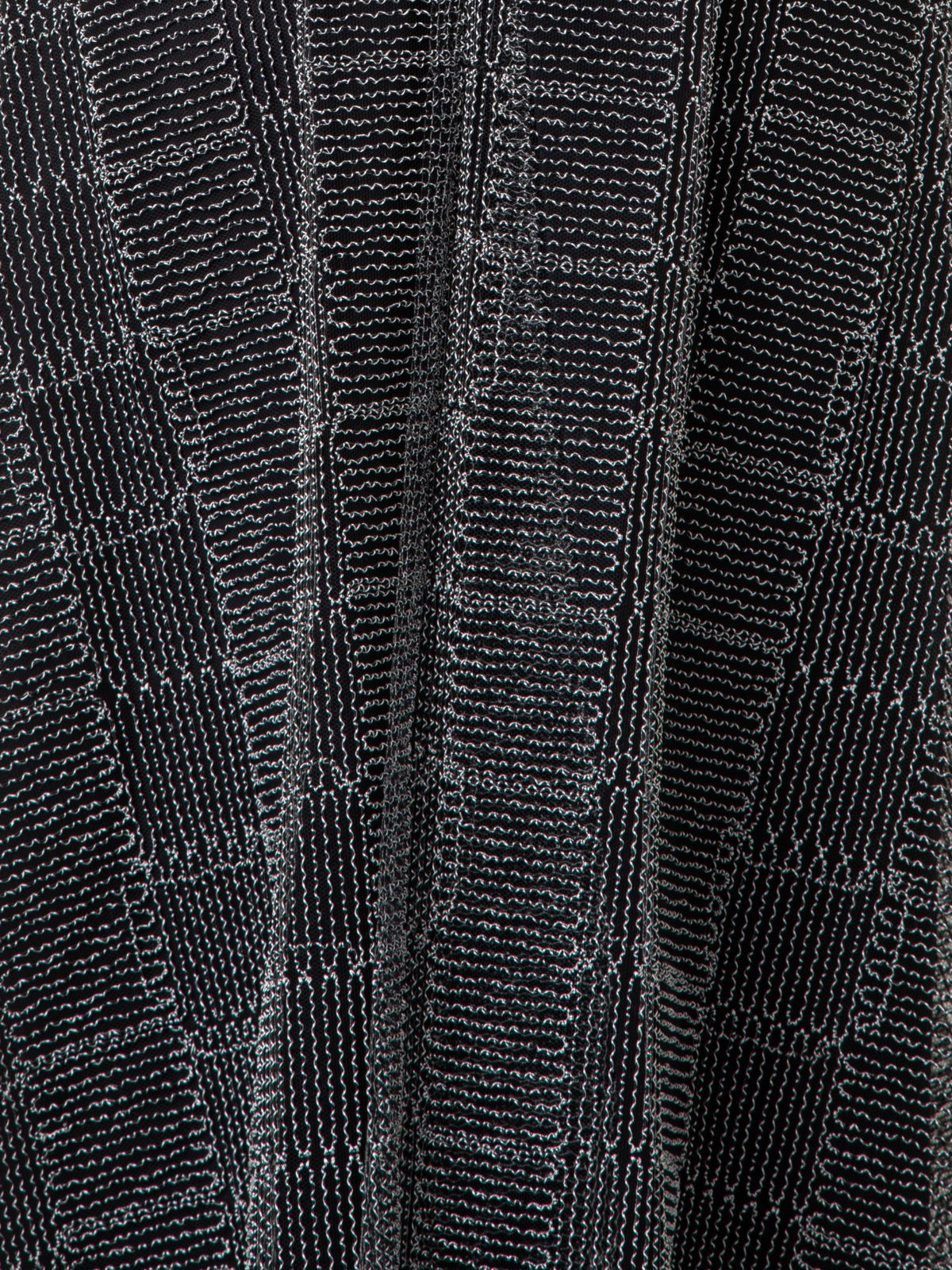 Designer Fit and Flare Squares on Tulle Midi Dress - black