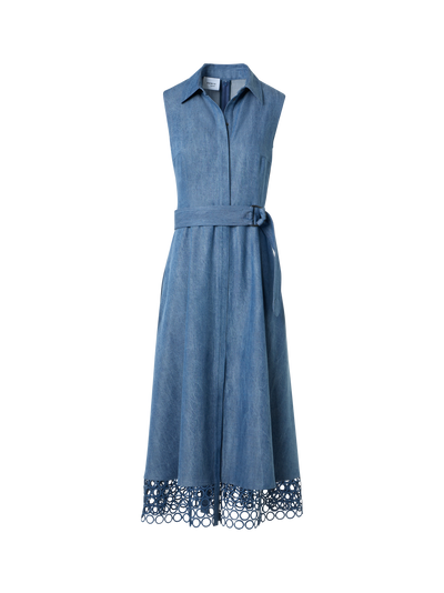 designer denim midi dress Dark Denim Midi Dress | Smocked Back & Scoop Neck