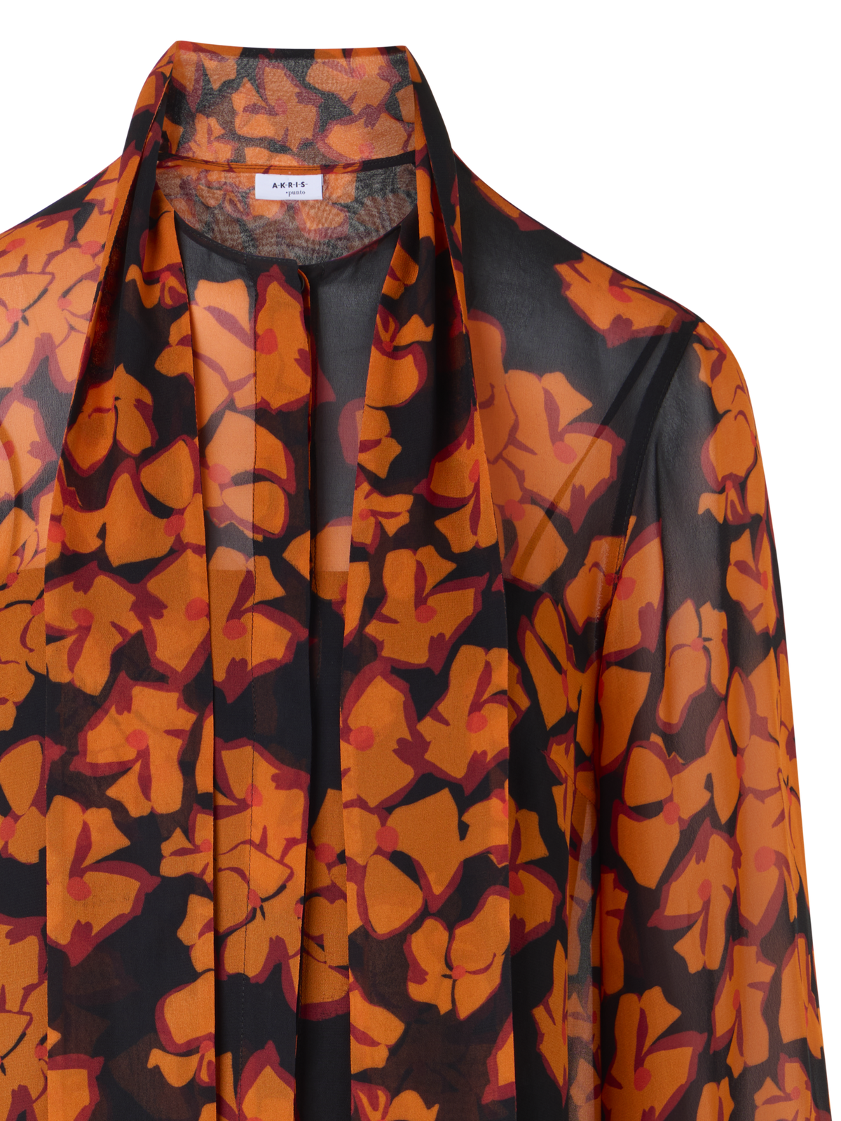 Designer Long-Sleeve Papercut Flower Blouse - multicolor