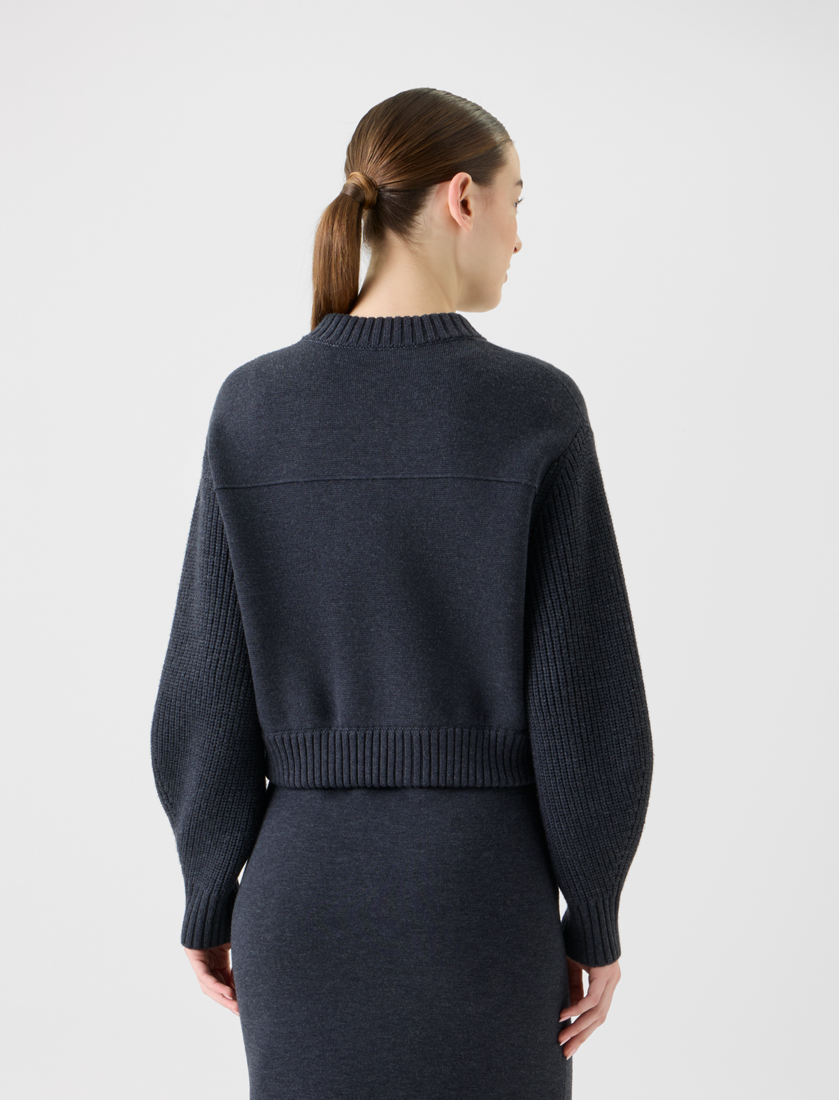 Designer Wool Milano Knit Bomber Jacket - neutral - grey #editorial