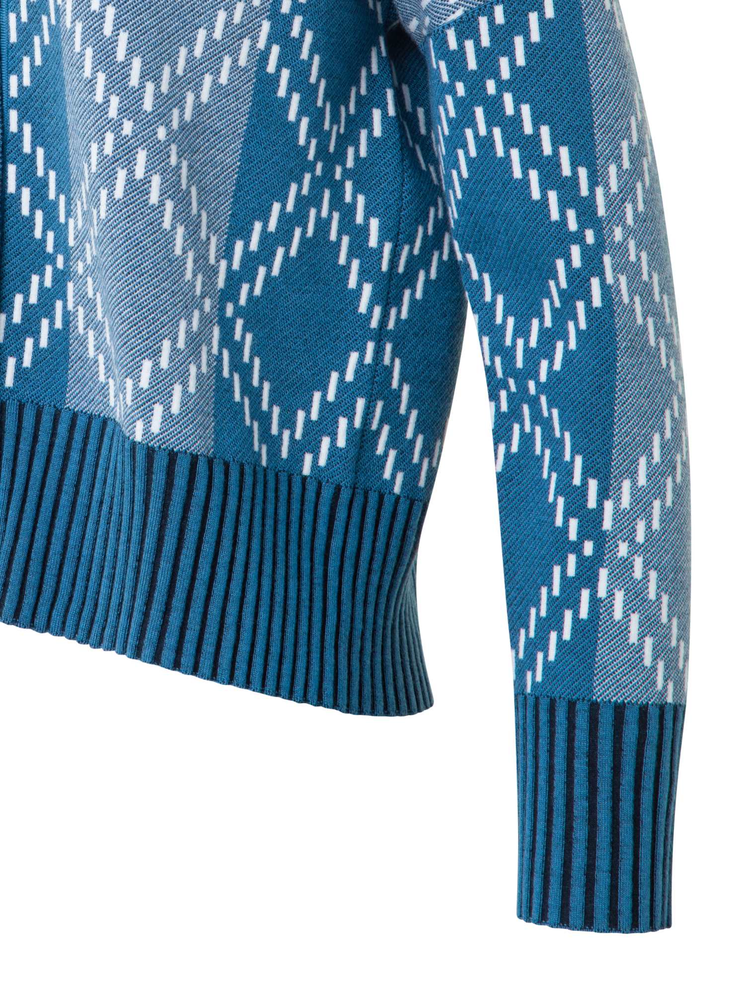 Designer Merino Cardigan with Diamond Jacquard - blue - multicolor