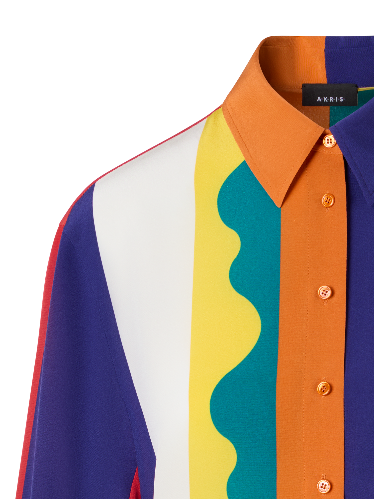 Designer Oversize Silk Blouse with Paravent Print - multicolor