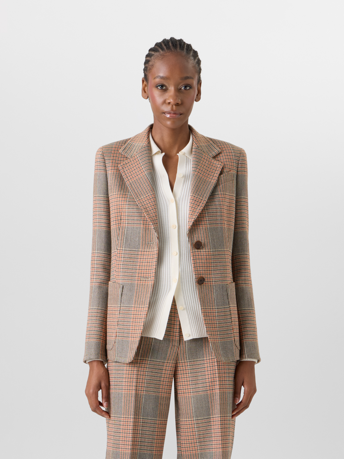 Designer Glen-Check Heavy Wool Twill Long-Sleeve Jacket - multicolor #editorial